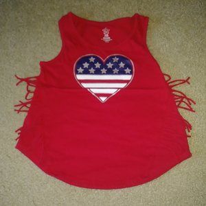 UEC GIRLS USA HEART FLAG STAR TANK TOP WITH FRINGE
